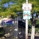 A sign for historic Route 66 in Winslow, Arizona (but not on a corner)